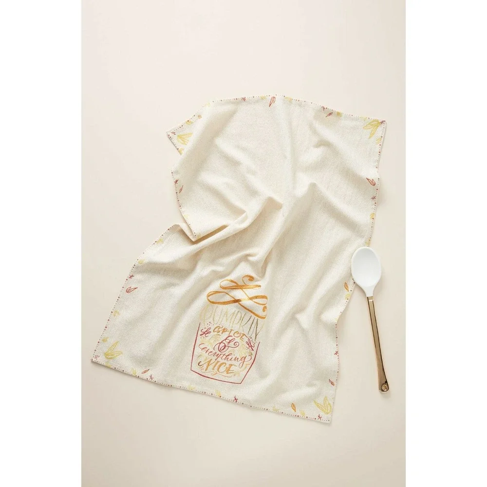 Anthropologie Kitchen Towel Dishtowel Pumpkin‎ Spice Coffee Lover Fall Theme New